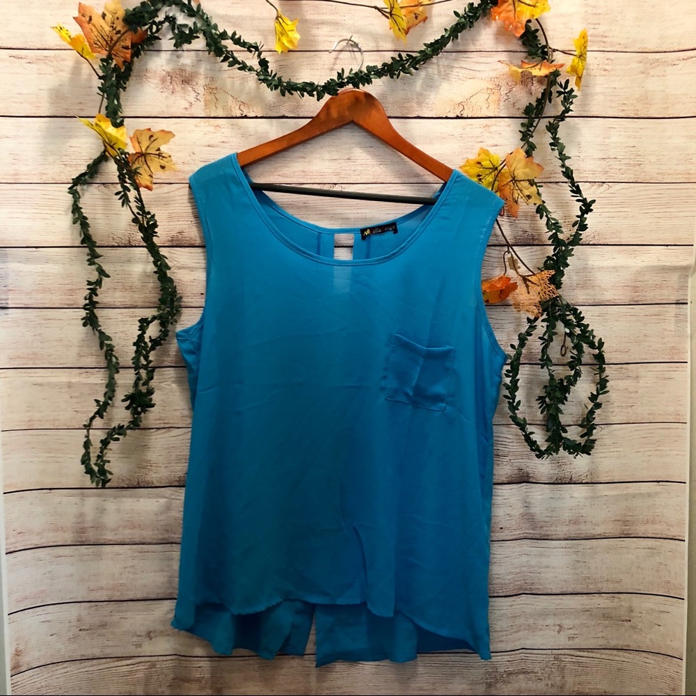 BellaBeru Blue Sheer Tank Top sz. XL🍂